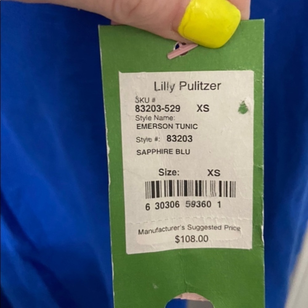 NEW Lilly Pulitzer Womens Long Sleeve Sapphire Blue Emerson Blouse Tunic Size XS - Picture 5 of 7
